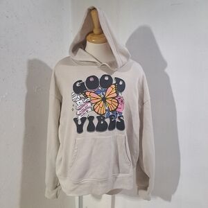 Refuge | Tan pullover good vibes butterfly graphic hoodie
